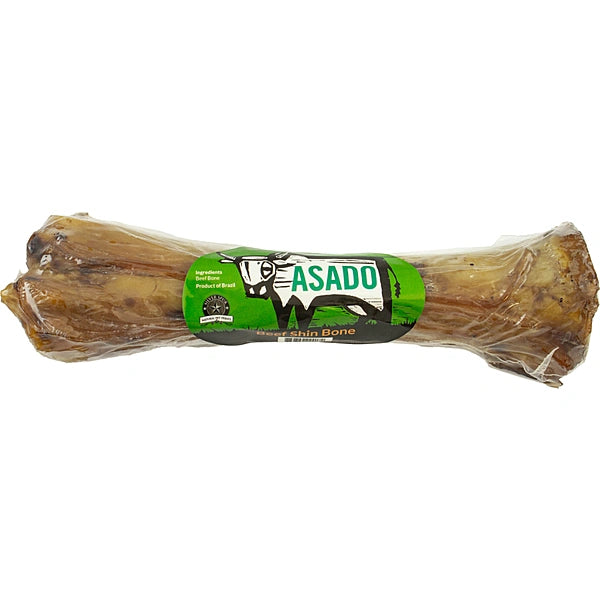 Dog chew treat with 'ASADO' branding on a white background
