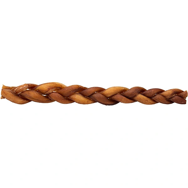 Braided bully stick on a white background