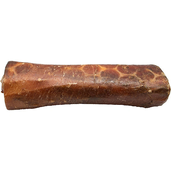 Beef bone esophagus wrapped  on a white background