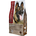 Dog food package with a German Shepherd on the front, featuring 'Canadian Naturals' branding.