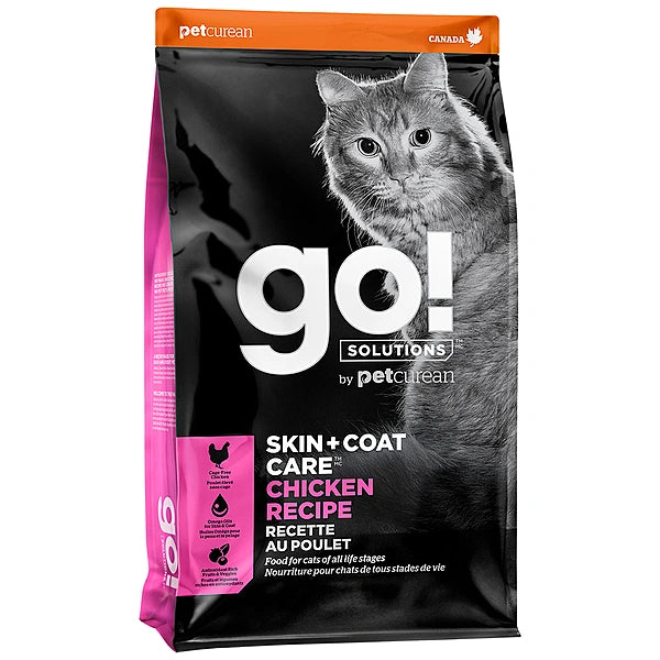 Go! Solutions cat food package with a cat on the label on a white background