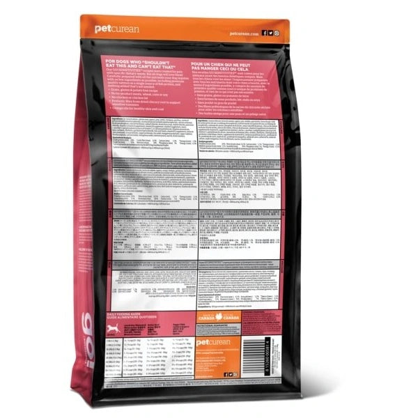 Pet food package with label on a white background