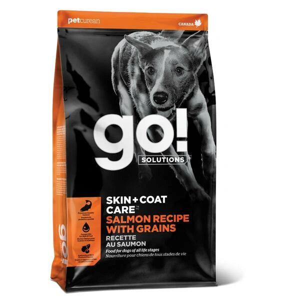Dog food package with 'go!' branding on a white background