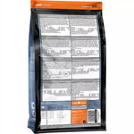 Pet food package with detailed nutritional information on a white background