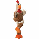 Plush toy resembling a rooster on a white background