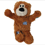 Brown plush bear toy with a white face on a white background