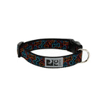 Dog collar with colorful bone pattern on a white background