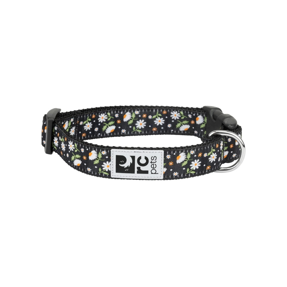 Floral-patterned dog collar with a visible brand logo on a white background