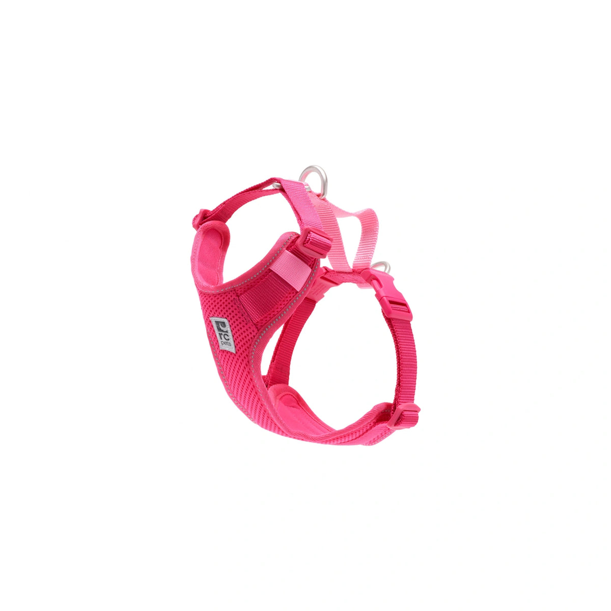 Pink dog harness on a white background
