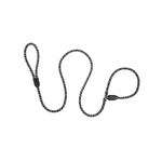 Black and white rope leash on a white background