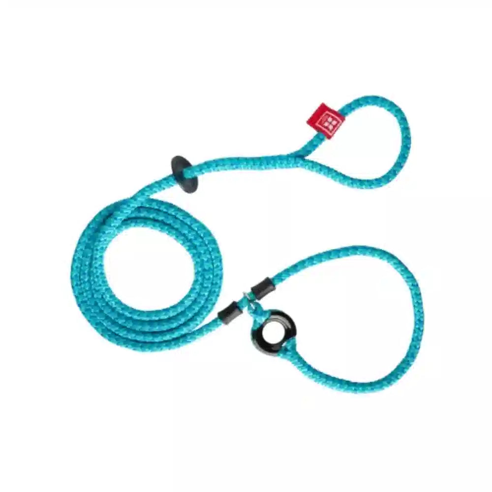 Blue dog leash on a white background