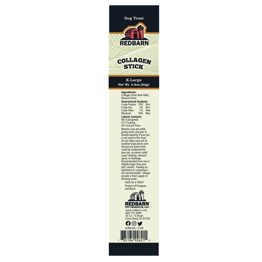 Redbarn Collagen Stick for dogs label on a white background