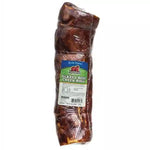 Packaged glazed beef cheek roll with Redbarn label on a white background