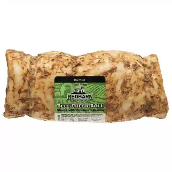 Redbarn Beef Cheek Roll for dogs on a white background