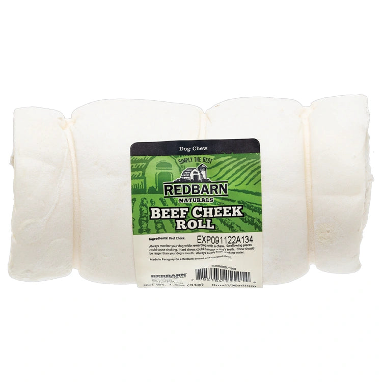 Redbarn Beef Cheek Roll for dogs on a white background